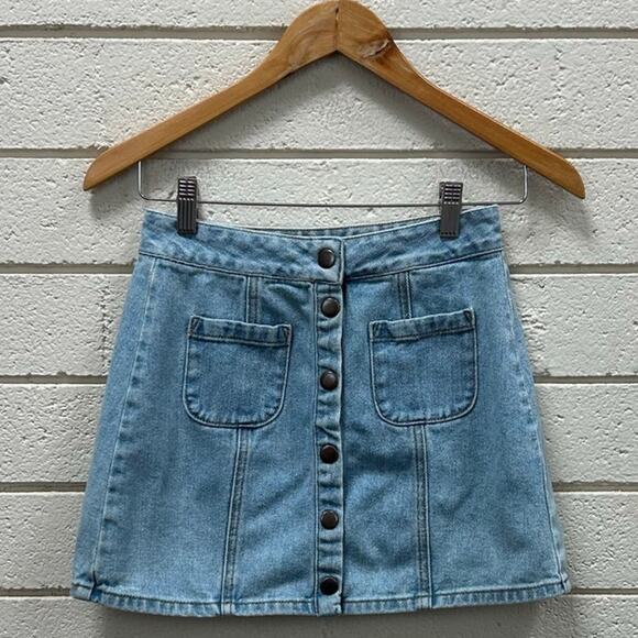 Brandy Melville Denim Jean Mini Skirt one size - Picture 8 of 8